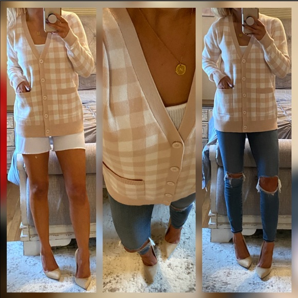 New Color ♥️Gingham pocket cardi sweater - Picture 10 of 13
